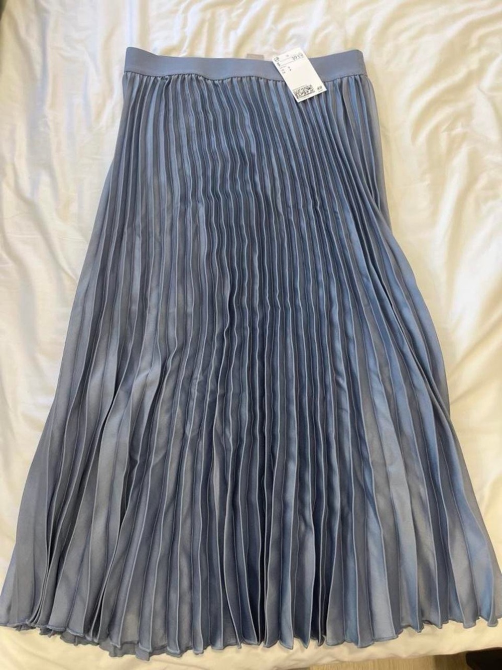 H&M Dusty Blue Pleated Midi Skirt